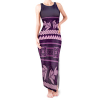Purple Samoa Siapo Teuila Flowers Tank Maxi Dress LT14 Women Purple - Polynesian Pride