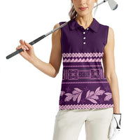 Purple Samoa Siapo Teuila Flowers Women Sleeveless Polo Shirt
