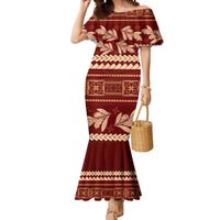 Red Samoa Siapo Teuila Flowers Mermaid Dress LT14 Women Red - Polynesian Pride