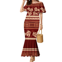 Red Samoa Siapo Teuila Flowers Mermaid Dress LT14 Women Red - Polynesian Pride