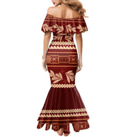 Red Samoa Siapo Teuila Flowers Mermaid Dress LT14 - Polynesian Pride