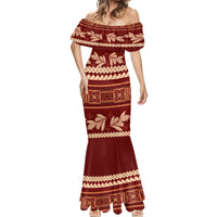 Red Samoa Siapo Teuila Flowers Mermaid Dress LT14 - Polynesian Pride