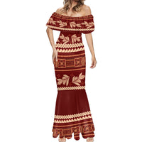 Red Samoa Siapo Teuila Flowers Mermaid Dress LT14 - Polynesian Pride
