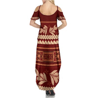 Red Samoa Siapo Teuila Flowers Summer Maxi Dress LT14 - Polynesian Pride
