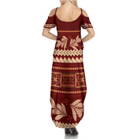 Red Samoa Siapo Teuila Flowers Summer Maxi Dress LT14 - Polynesian Pride