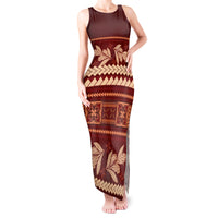 Red Samoa Siapo Teuila Flowers Tank Maxi Dress LT14 Women Red - Polynesian Pride