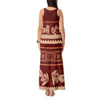 Red Samoa Siapo Teuila Flowers Tank Maxi Dress LT14 - Polynesian Pride