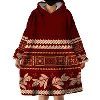 Red Samoa Siapo Teuila Flowers Wearable Blanket Hoodie
