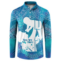 Turquoise Polynesia Father's Day Button Sweatshirt Dad You Are My Hero LT14 Turquoise - Polynesian Pride