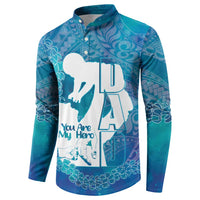 Turquoise Polynesia Father's Day Button Sweatshirt Dad You Are My Hero LT14 - Polynesian Pride