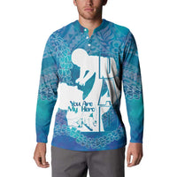 Turquoise Polynesia Father's Day Button Sweatshirt Dad You Are My Hero LT14 - Polynesian Pride