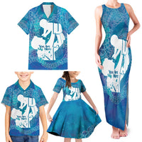 Turquoise Polynesia Father's Day Family Matching Tank Maxi Dress and Hawaiian Shirt Dad You Are My Hero