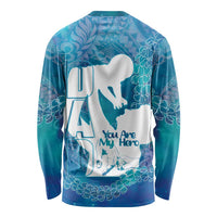 Turquoise Polynesia Father's Day Long Sleeve Shirt Dad You Are My Hero LT14 - Polynesian Pride
