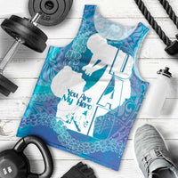 Turquoise Polynesia Father's Day Men Tank Top Dad You Are My Hero LT14 - Polynesian Pride