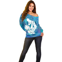 Turquoise Polynesia Father's Day Off Shoulder Sweater Dad You Are My Hero