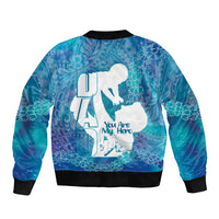 Turquoise Polynesia Father's Day Sleeve Zip Bomber Jacket Dad You Are My Hero