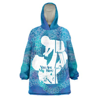 Turquoise Polynesia Father's Day Wearable Blanket Hoodie Dad You Are My Hero LT14 One Size Turquoise - Polynesian Pride