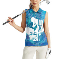 Turquoise Polynesia Father's Day Women Sleeveless Polo Shirt Dad You Are My Hero