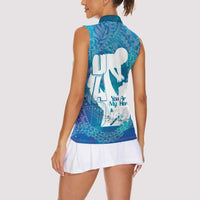 Turquoise Polynesia Father's Day Women Sleeveless Polo Shirt Dad You Are My Hero