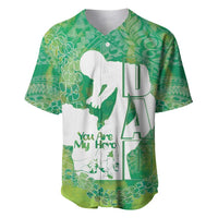 Green Polynesia Father's Day Baseball Jersey Dad You Are My Hero