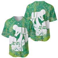 Green Polynesia Father's Day Baseball Jersey Dad You Are My Hero