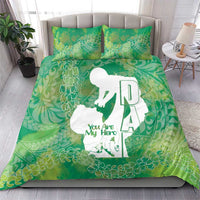 Green Polynesia Father's Day Bedding Set Dad You Are My Hero