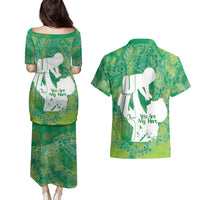 Green Polynesia Father's Day Couples Matching Puletasi and Hawaiian Shirt Dad You Are My Hero LT14 - Polynesian Pride