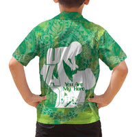 Green Polynesia Father's Day Family Matching Off Shoulder Short Dress and Hawaiian Shirt Dad You Are My Hero