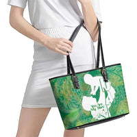 Green Polynesia Father's Day Leather Tote Bag Dad You Are My Hero