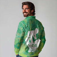 Green Polynesia Father's Day Long Sleeve Polo Shirt Dad You Are My Hero