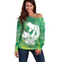 Green Polynesia Father's Day Off Shoulder Sweater Dad You Are My Hero