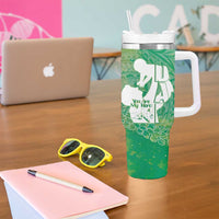 Green Polynesia Father's Day Tumbler With Handle Dad You Are My Hero