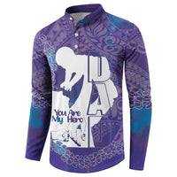 Purple Polynesia Father's Day Button Sweatshirt Dad You Are My Hero LT14 - Polynesian Pride