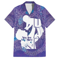 Purple Polynesia Father's Day Family Matching Long Sleeve Bodycon Dress and Hawaiian Shirt Dad You Are My Hero