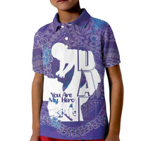 Purple Polynesia Father's Day Kid Polo Shirt Dad You Are My Hero