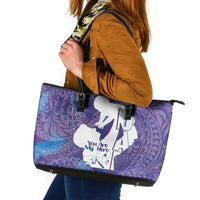 Purple Polynesia Father's Day Leather Tote Bag Dad You Are My Hero