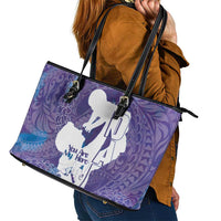 Purple Polynesia Father's Day Leather Tote Bag Dad You Are My Hero