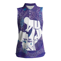 Purple Polynesia Father's Day Women Sleeveless Polo Shirt Dad You Are My Hero