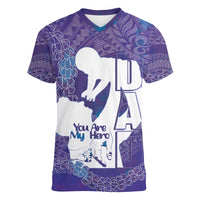 Purple Polynesia Father's Day Women V-Neck T-Shirt Dad You Are My Hero