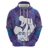 Purple Polynesia Father's Day Zip Hoodie Dad You Are My Hero