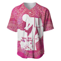 Pink Polynesia Father's Day Baseball Jersey Dad You Are My Hero