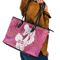 Pink Polynesia Father's Day Leather Tote Bag Dad You Are My Hero LT14 - Polynesian Pride