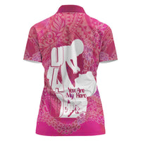 Pink Polynesia Father's Day Women Polo Shirt Dad You Are My Hero