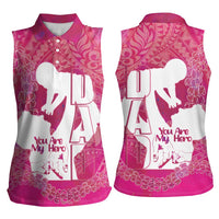 Pink Polynesia Father's Day Women Sleeveless Polo Shirt Dad You Are My Hero
