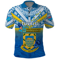 Custom Tuvalu Independence Day Polo Shirt Tuvaluan Proud 45th Anniversary Polynesian Pattern LT14 Blue - Polynesian Pride