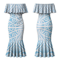Blue New Zealand Puhoro Maori Tattoo Family Matching Mermaid Dress and Hawaiian Shirt LT14 Mom's Dress Blue - Polynesian Pride