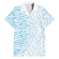 Blue New Zealand Puhoro Maori Tattoo Family Matching Off Shoulder Short Dress and Hawaiian Shirt