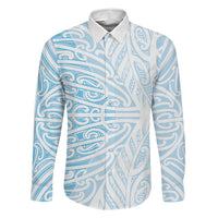 Blue New Zealand Puhoro Maori Tattoo Family Matching Off Shoulder Short Dress and Hawaiian Shirt
