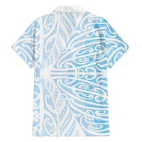 Blue New Zealand Puhoro Maori Tattoo Family Matching Short Sleeve Bodycon Dress and Hawaiian Shirt