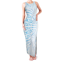 Blue New Zealand Puhoro Maori Tattoo Family Matching Tank Maxi Dress and Hawaiian Shirt